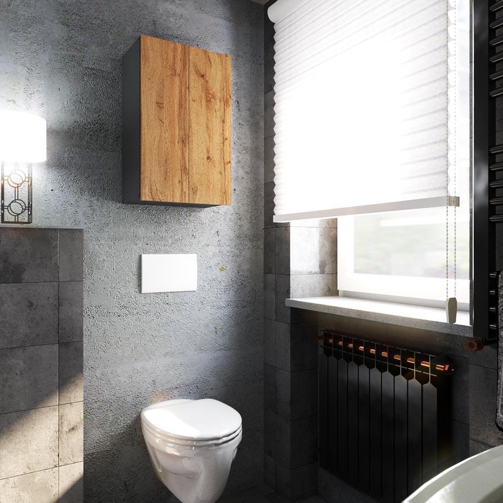 Wotan Gray Oak Wall-Hung Bathroom Cabinet 40 CM