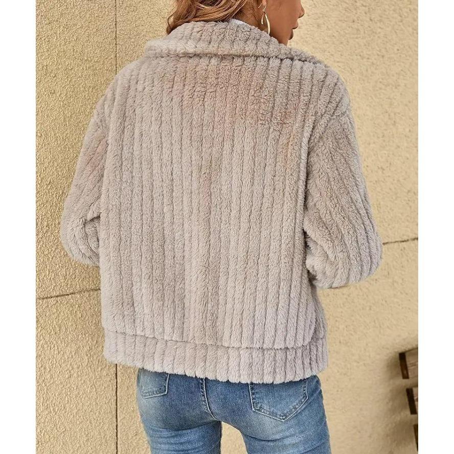 Autumn/Winter Women's Fur Plush Lapel Cardigan Short Coat