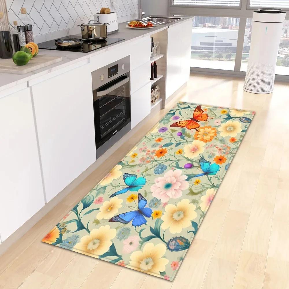 Schöne Blume Retro Muster Haus Küche Bodenmatte Tür Vorne Dekoration Bodenmatte