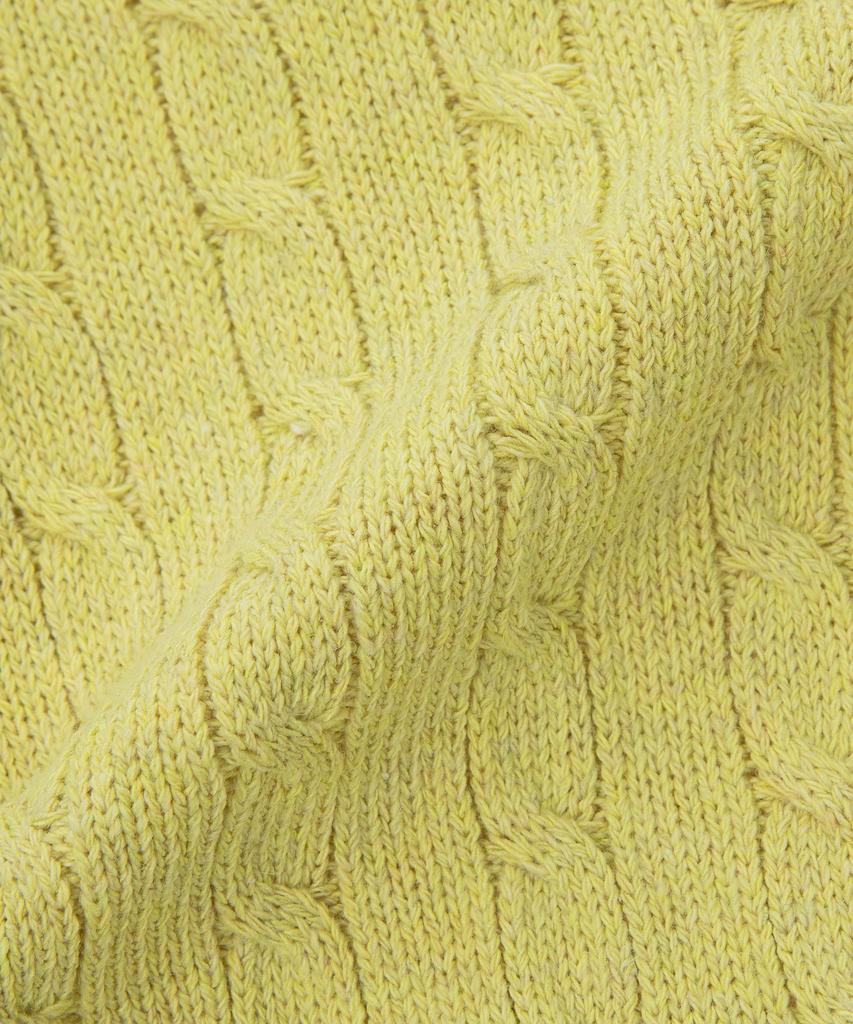 BASIC HOUSE Women'S Cable Round Neck Crop Knit Lemon Yellow Lykt7201