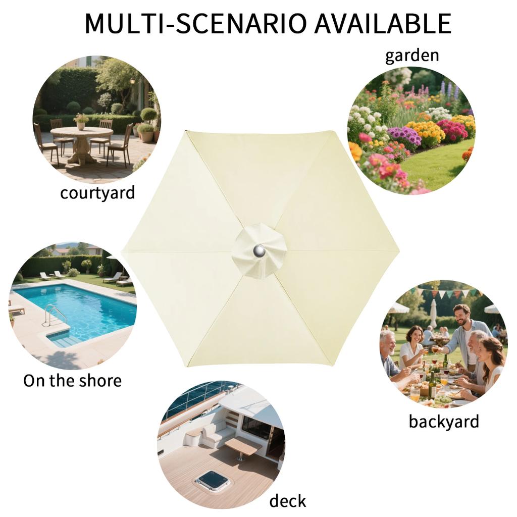 Telo di Ricambio Impermeabile per Ombrellone da Giardino/Terrazzo 2/2.5/2.7/3M 6/8 Stecche Telo Superiore per Ombrellone Copertura Pioggia