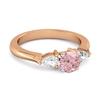 Pink Topaz Three Stone Pear Accent Ring - Sterling Silver Rose Gold Vermeil