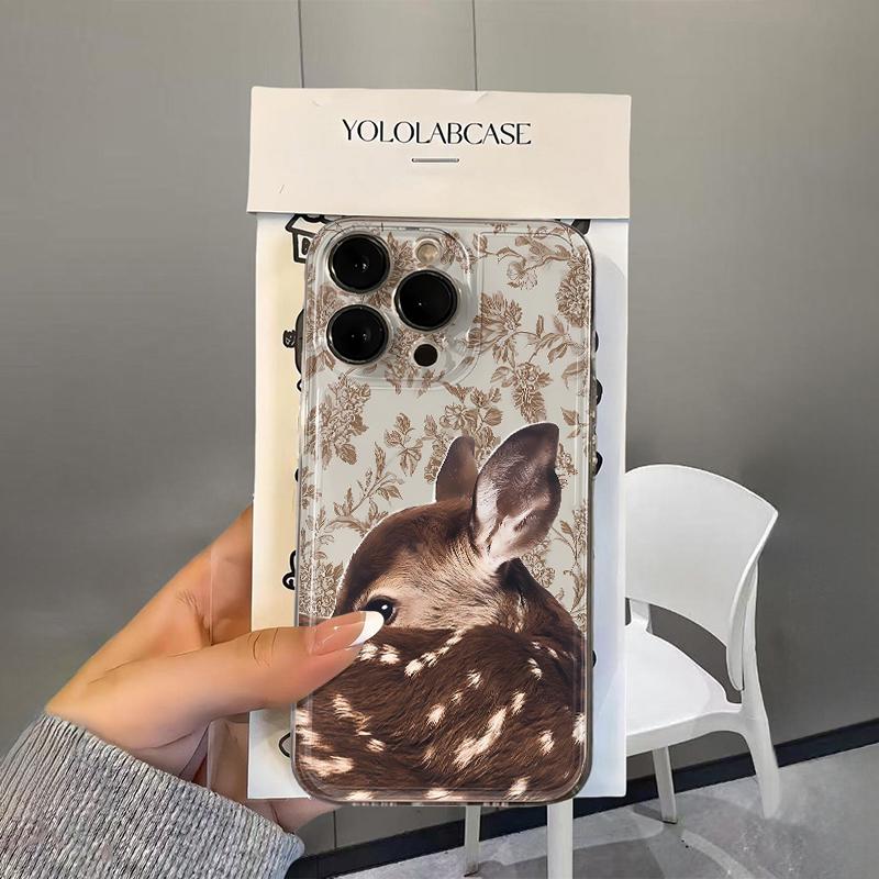 Bow-tie Deer Phone Case For IPhone 16 16E 15 14 Pro 13 12 11 17 Pro Max Case 16 Plus 17 Air Shockproof Soft Clear Cases Shell