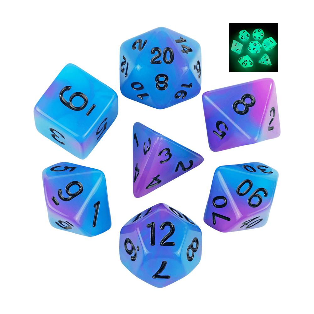 7pcs Polyhedral Glow In The Dark Effect Dice with Tube for DND COC Cthulhu TRPG Running Team Table Game Dnd Dice Set