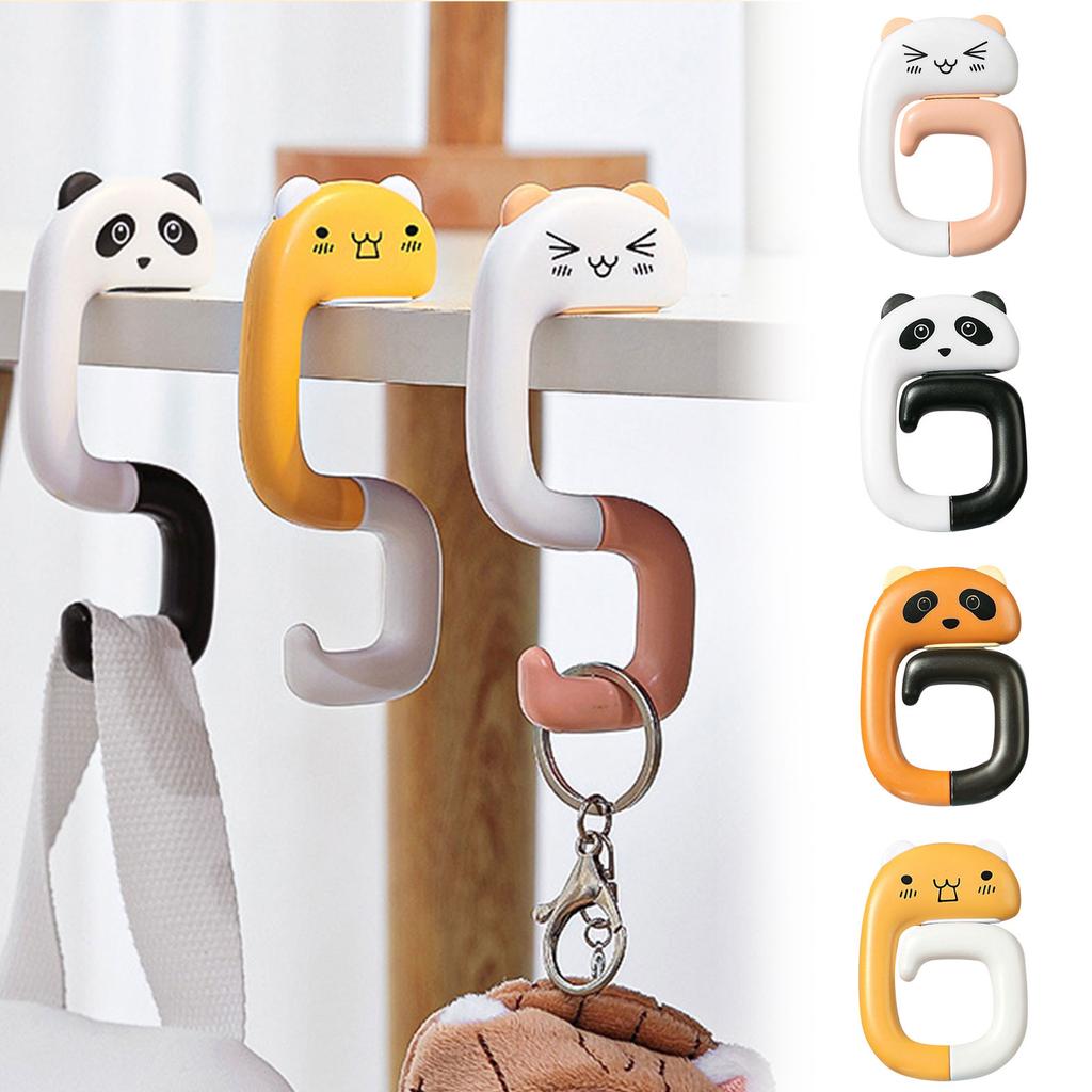 Travel Portable Plastic Bag Cute Animal Hook For Hanging Decorative Table Purse Bag Hook Wall Hanger Holder Handbag Hanger