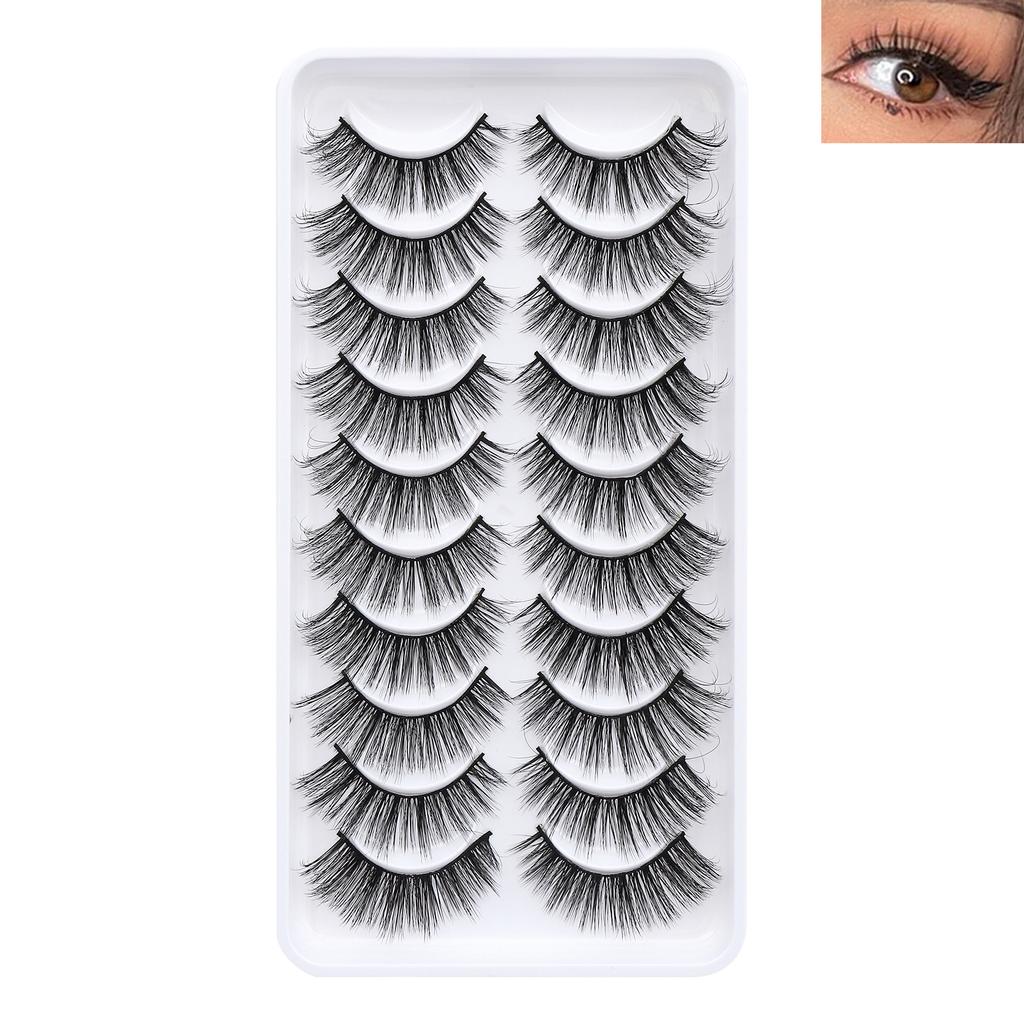 10 Pairs Dense Soft Artificial Eyelashes Charming Look Curling Up Eyelashes for Women and Girls Makeup DIY
