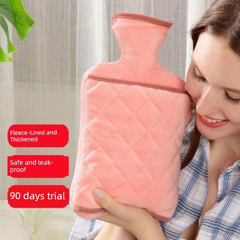 Thickened Explosion-Proof Plush Hot Water Bottle for Filling with Water, Warm Water Bag for Warming the Abdomen, Suitable for Women, Home Use, Hot