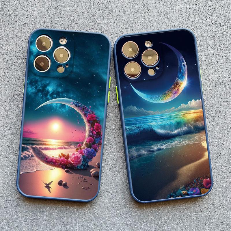 The Starry Night Art Aesthetic Beach Night View Phone Case For iPhone 17 16 15 11 Pro Max Plus XS X XR 13 12 Pro Max Mini Cover