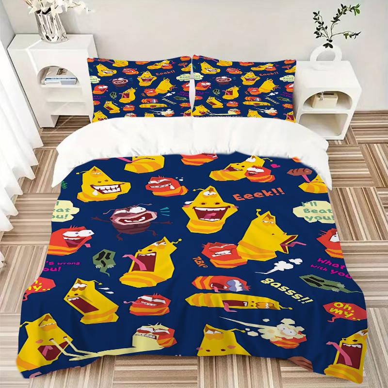3Pcs Yellow Characters Battle Bedding Set Quilt Cover Pillowcase Home Christmas Xmas Halloween Gift 1 Duvet Cover 2 Pillowcase M929488