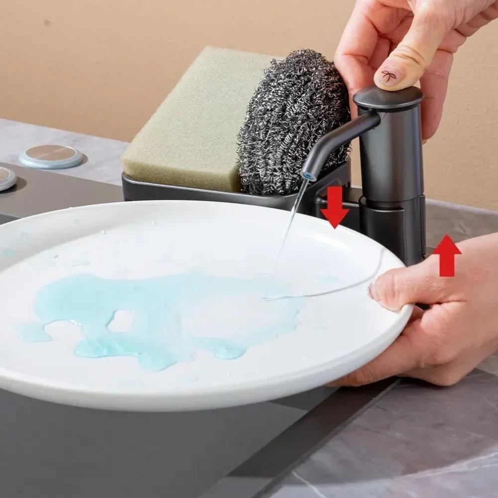 Under Sink Countertop Built-in Soap Dispenser with Extension Tube Press Pump Kitchen Soap Dispenser Filter Basket