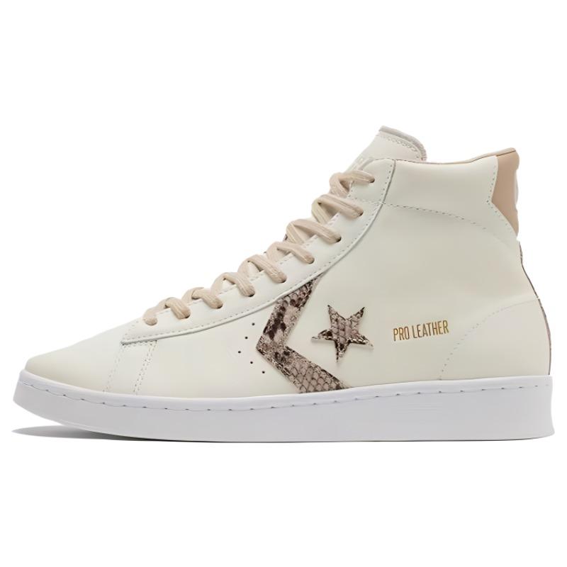 Converse Cons Pro Leather Wrapping Non-Slip and Abrasion Resistant High-Top Board Shoes Unisex Off-White