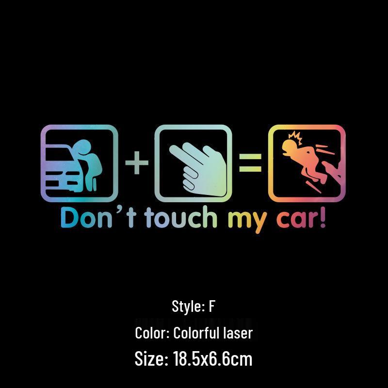 Reflective Cartoon "Don't Touch My Car" Decorative Stickers for Car Body and Glass.