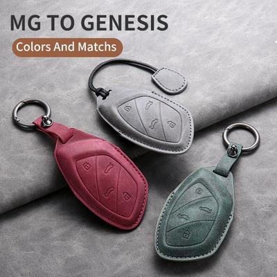 Läderbilnyckelfodral Cover För Mg6 Ezs Hs Ehs Mg Zs Ev BilFjärrkontrollnyckelväska Fodral Cover Skyddsskal Nyckelringshållare