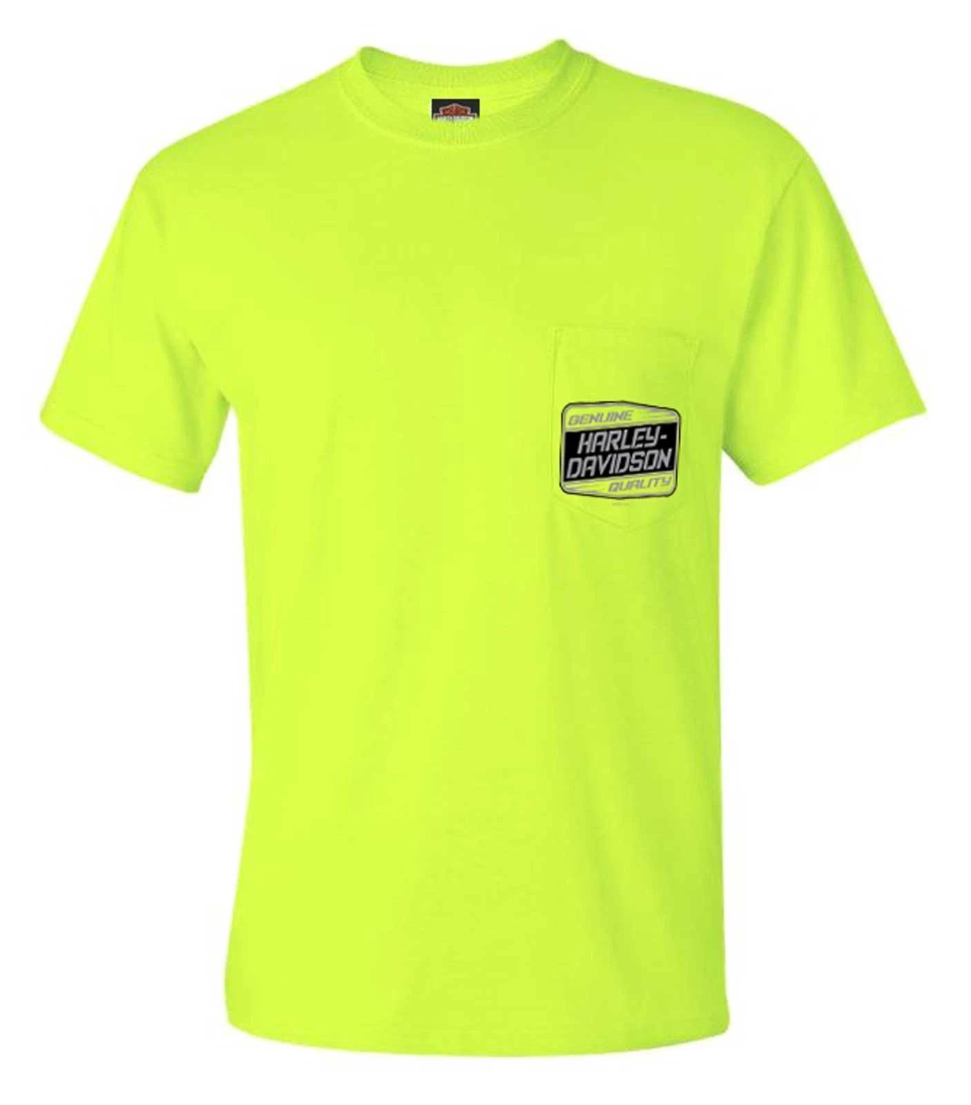 Harley-Davidson Men s Overload Short Sleeve Chest Pocket T-Shirt, Safety Green 3XL