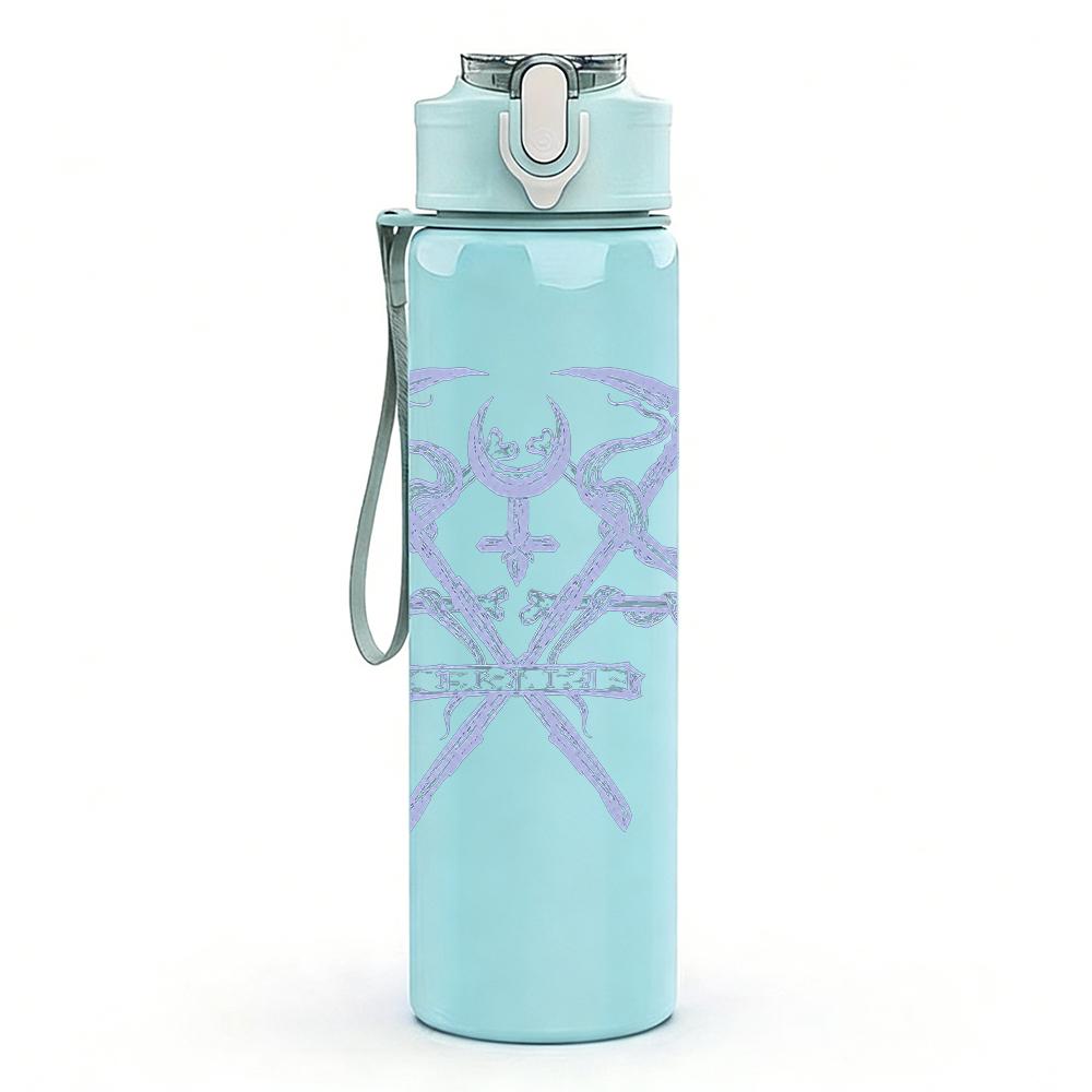1PC Demon Horn Minimalist Line Art Print 750ml Portable Sports Water Bottle Leakproof Gym Outdoor Travel Drink Cup