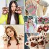 Winter Girl Cute Bear Cats Claw Cashmere Neck Hanging Half Finger Gloves Mittens