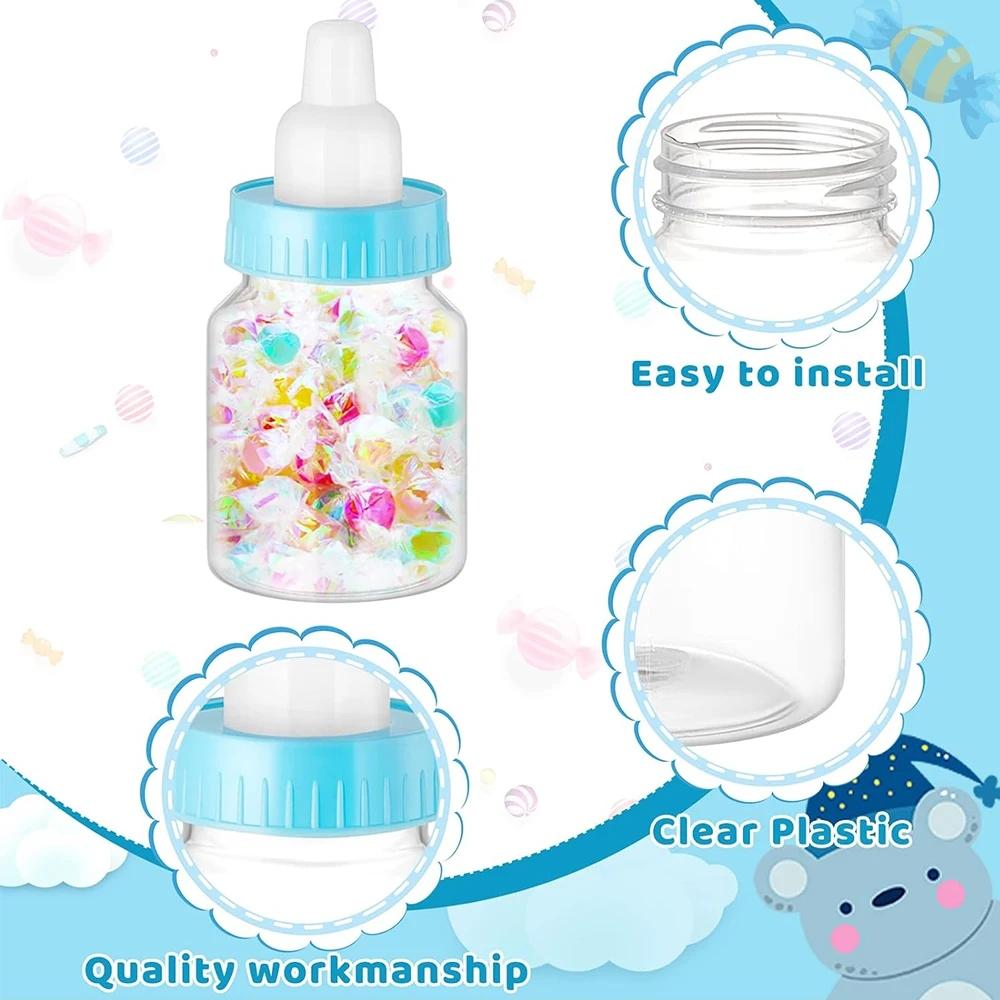 12Pcs Baby Bottle Baby Shower Favor Plastic Candy Bottle Mini Feeding Bottle for Birthday Baby Shower Gift Decor