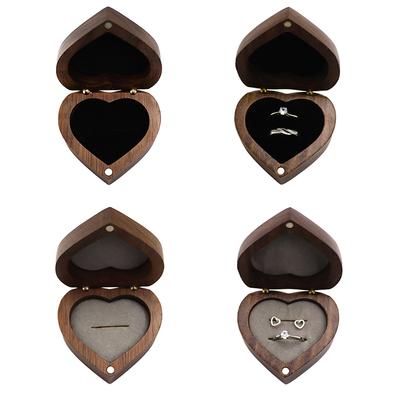 Heart Shaped Wooden Box Wedding Ring Box Walnut Ring Storage Gift Box Earring Jewellery Box