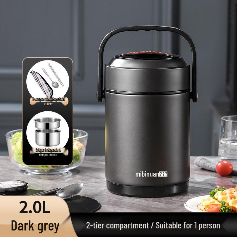 Winter Stainless Steel Insulated Multi-layer Lunch Box - Portable, Large Capacity, Keeps Food Hot for 24 Hours, Perfect for Home or Office.