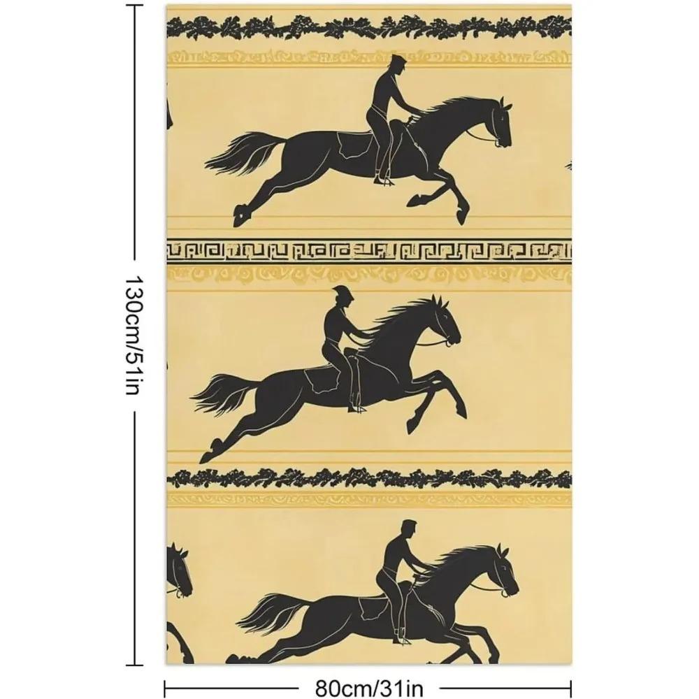 Horses Galloping Traditional Pattern Beach Towel, Lightweight Quick Dry Bath Towel, Absorbent Travel Blanket for Vacation