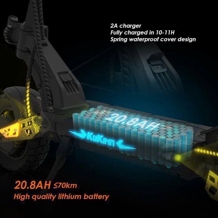 KuKirin G2 Master - Trottinette Électrique Pliable - Roues 10" - 60KM/H - Moteur 1000 W X 2 - Batterie 52V 20,8Ah - Autonomie 70 Km