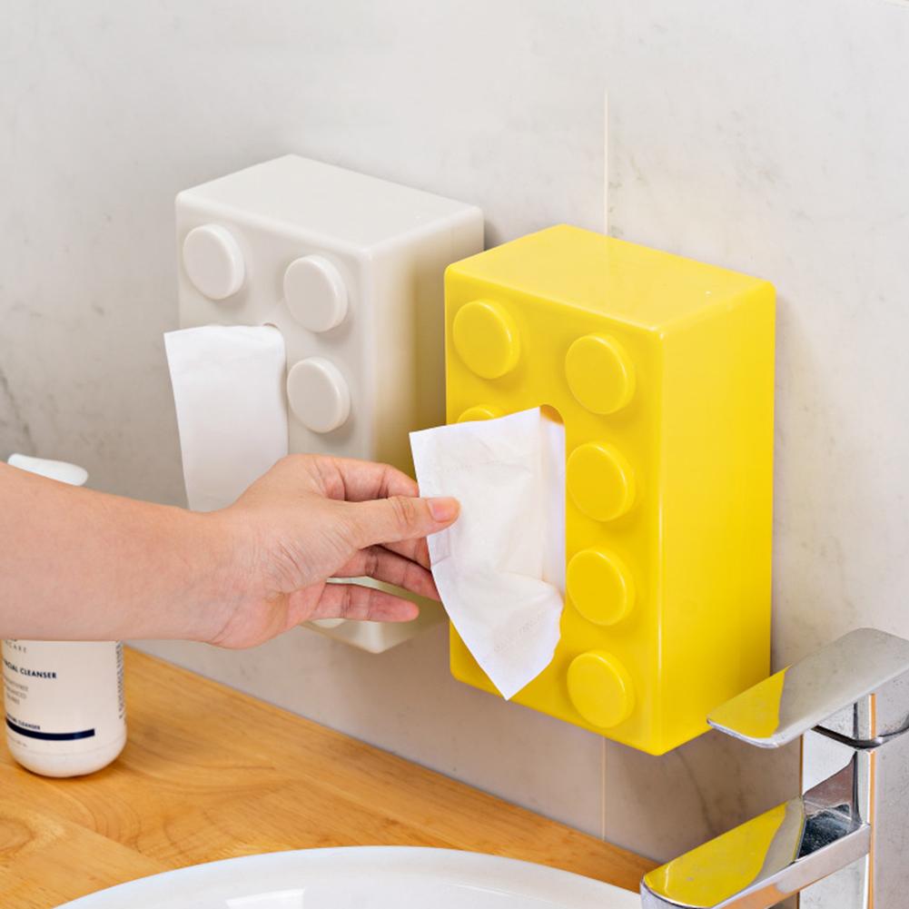 Creative Building Block Facial Tissue Dispenser Cute Tissue Case Tissue Storage Box for Livingroom Bedroom Bathroom Home Office