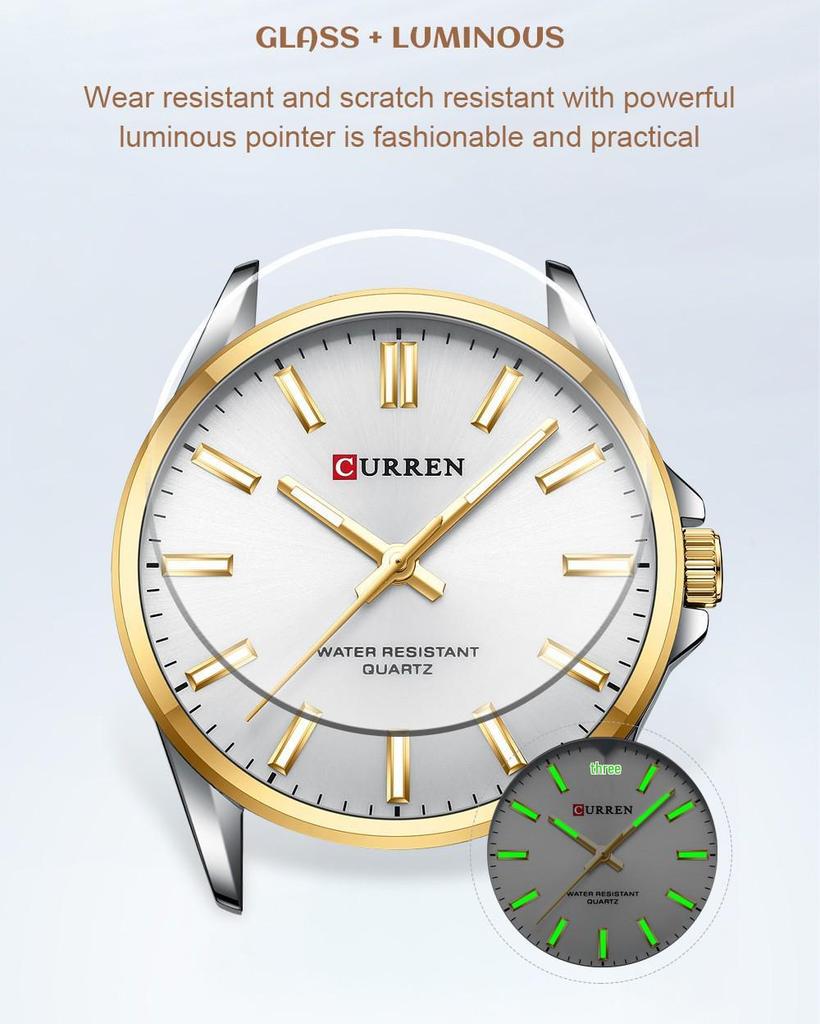 Curren Kairui 9090: Herren-Stahlarmbanduhr & Damen-Quarz-Business-Uhren-Set.
