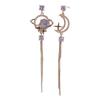 Fashion Asymmetric Moon Fringe Earrings Elegant Long Drop Luxury Statement Jewelry for Women