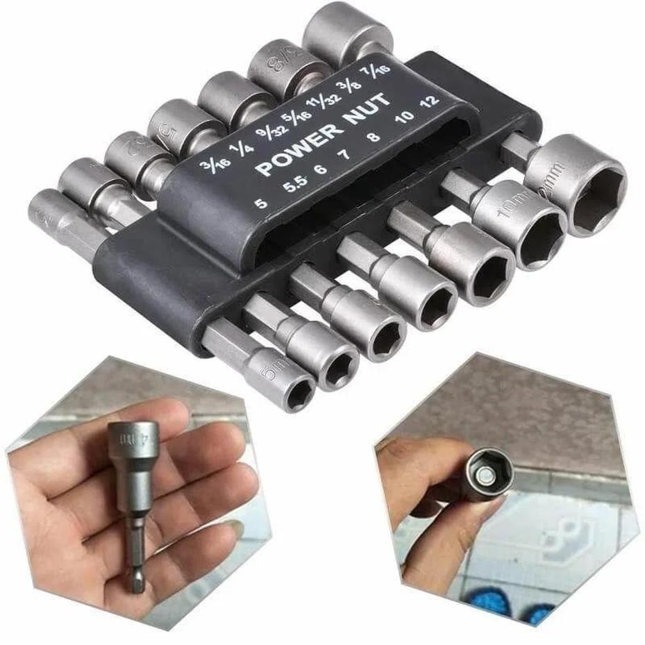 1 Set 5mm-13mm Hex Socket S Sleeve Power Nut Driver Drill Bit Set 1/4" Screw Metric Driver Tool Set Adapter