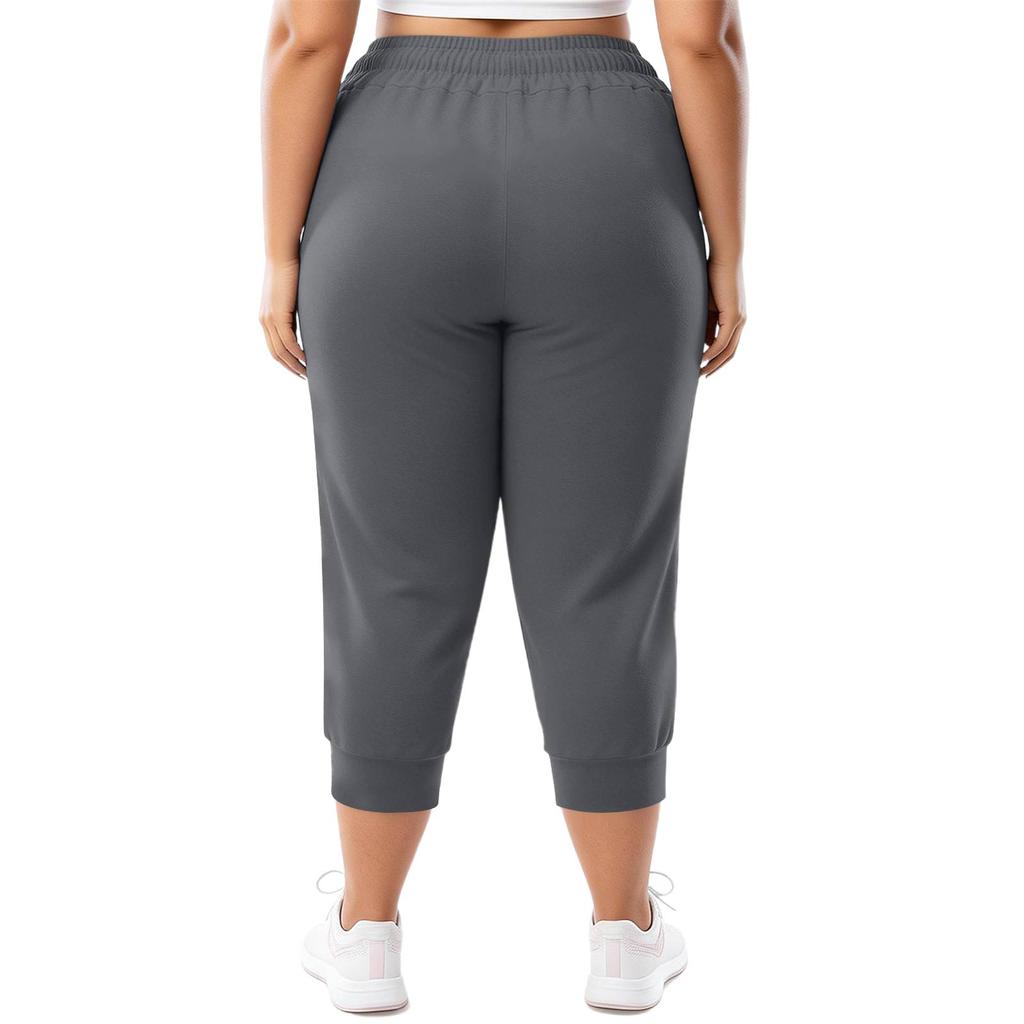 Women's Fashionable Casual Loose-Fit Cuffed 7/8-Length Plus Size Athletic Joggers