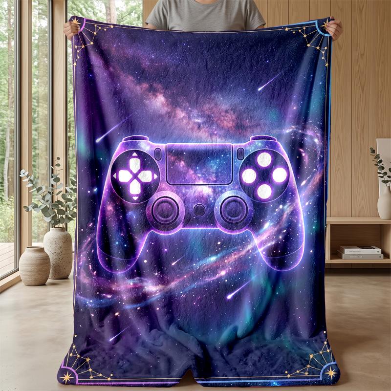 Cosmic Gamepad Design blanket Personalized Name Flannel Blanket Soft Cozy Plush Throw for Sofa Bed Lightweight Home Decor
