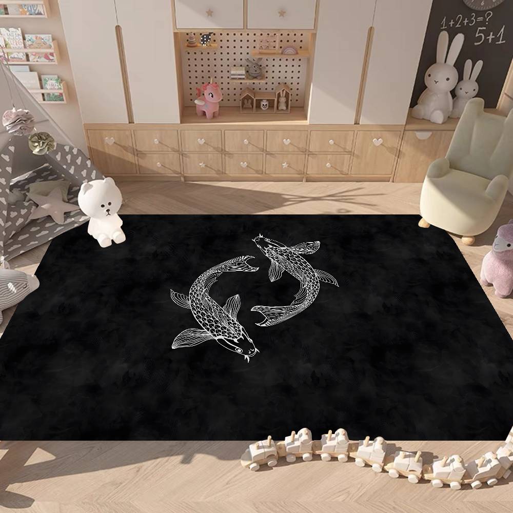 Chinese Tai Chi Bagua Yin Yang Door Mat Washable Non-Slip Living Room Sofa Chairs Area Mat Kitchen Bedside Area Rugs