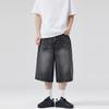 Men's Non Elastic Denim Seven-Five Shorts Loose Wide Leg Fit Simple Style Casual Shorts