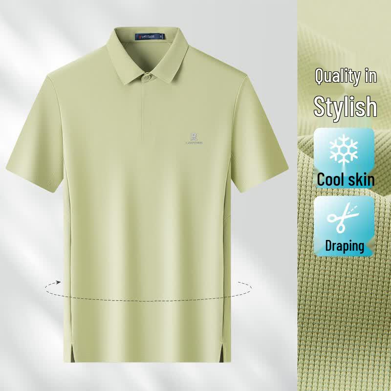 MONTAGUT Men's Waffle Knit Breathable Business Polo Shirt