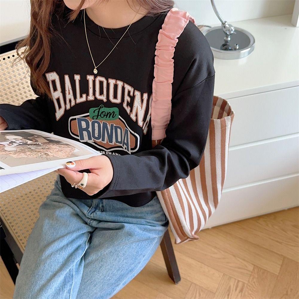 Große Kapazität Tragetasche Druckstoff Schultertasche Niedliche Streifen Canvas Tasche Studenten