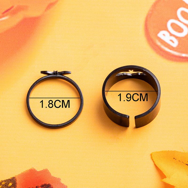 2 Pcs/Set Punk Bat Matching Rings Black Silver Plated Stainless Steel Couple Ring Halloween Jewelry Gifts