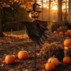 Automatic Nighttime Lighting Decor Halloween Solar Scarecrow Lantern, Scary Pumpkin Head Metal Garden Stake with Decorative Landscape Stakes