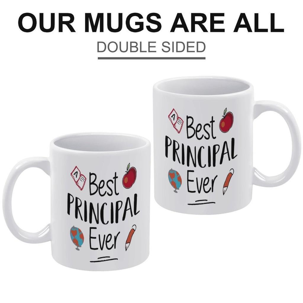 1pc 11oz White Coffee Mug, Double-Sided Printed Ceramic Cup, Smooth Edge, Heat Resistant, Dishwasher Safe, Perfect Daily Gift for Friends