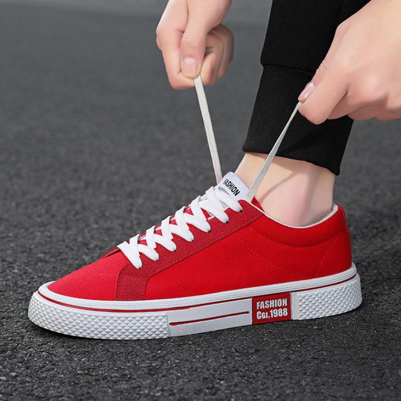 Men's Vulcanized Shoes Classic Low-top Canvas Shoes Breathable Canvas Casual Shoe Fashion Skateboard Shoes Lace Up Men Sneakers