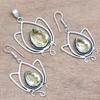 Lemon Topaz Gemstone Mother's Day Jewelry Pendant Earring Set