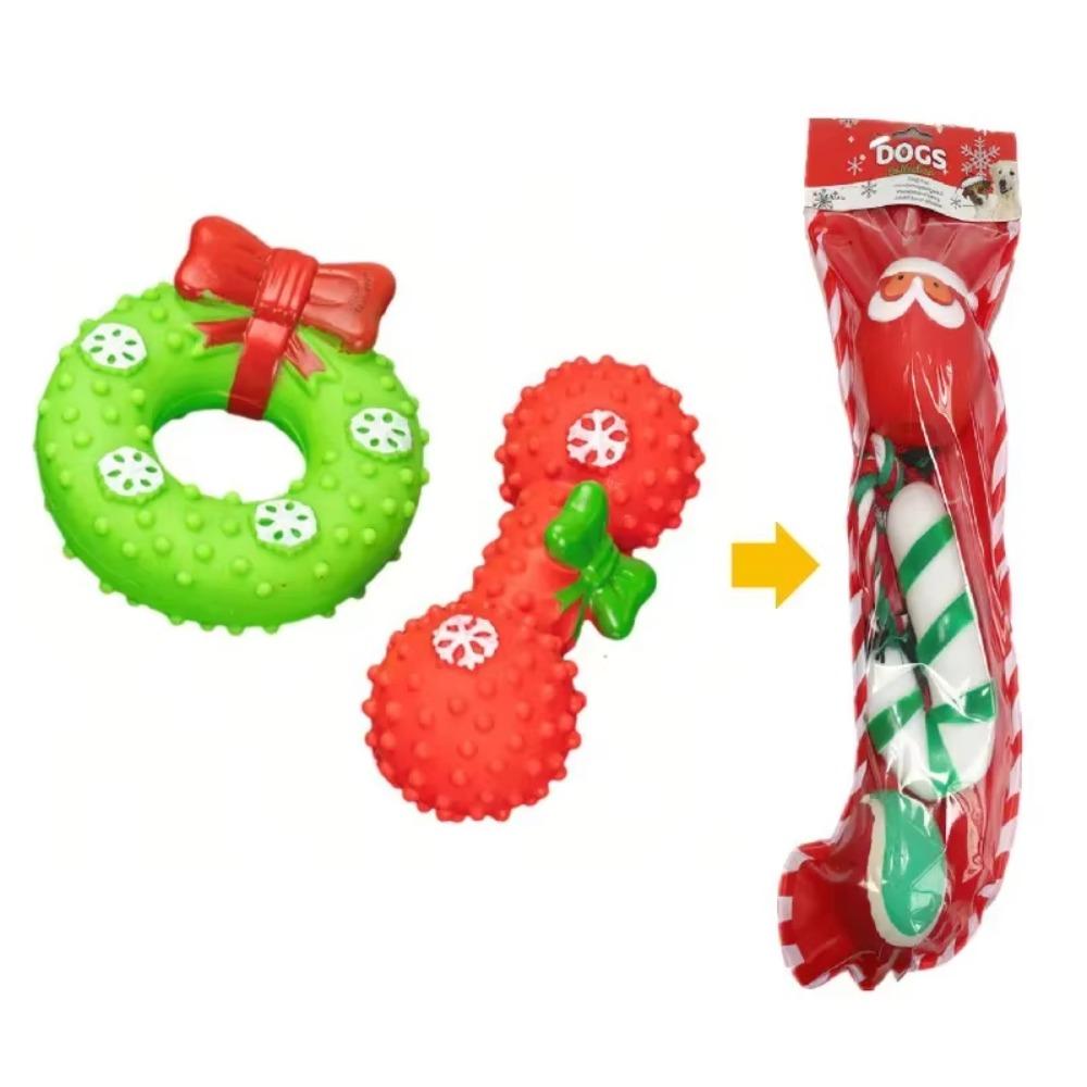 New Christmas Socks Pet Toy Set Decorative Gift Santa Claus Deer Cat Dog Fun Sound Toys Interactive Ball Stick Puppy Plaything