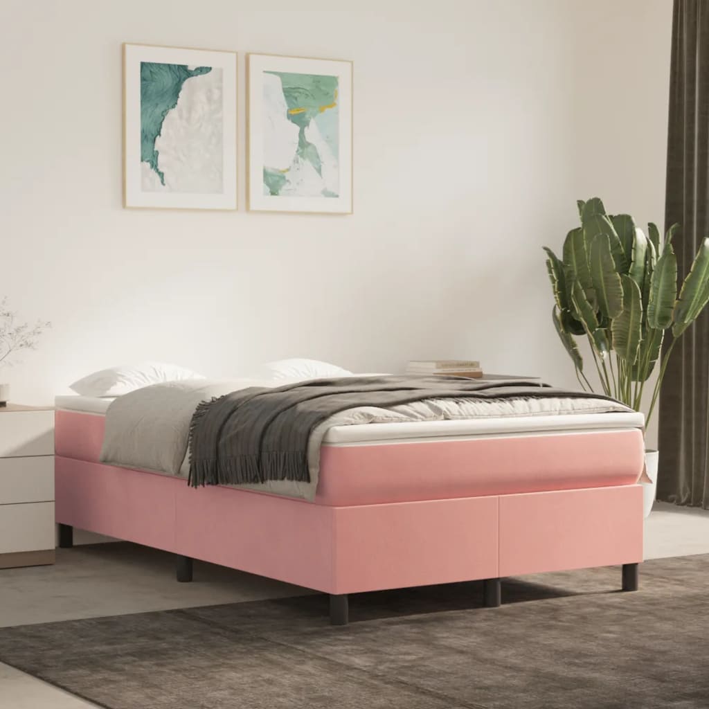 Vidaxl Bed Frame, Pink, 120 X 200 Cm, Upholstered In Velvet