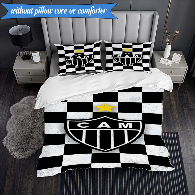 3PCS Clube Atlético Mineiro With Shield Soft Bedding Set,Including 1pc Duvet Cover And 2pcs Pillowcases Perfect for Bedroom, Dormitory, Fan gift
