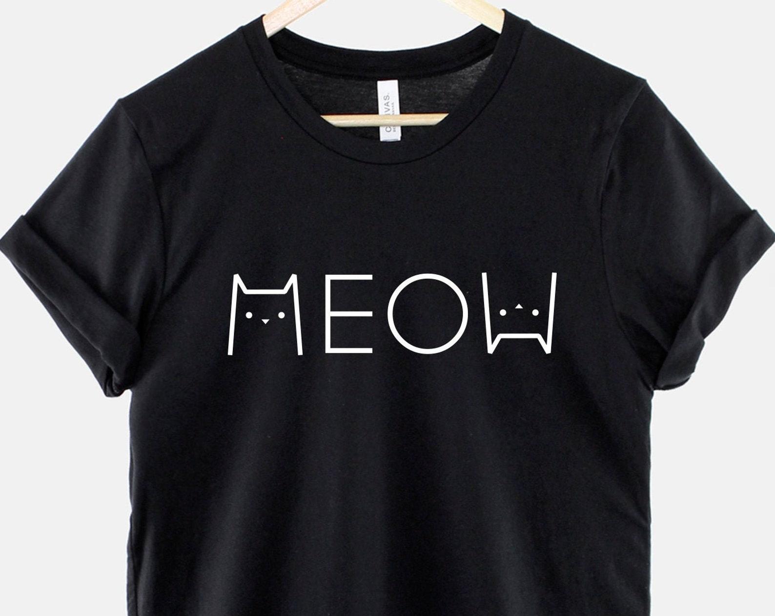 Meow Cat T-Shirt – Soft Cotton Unisex Cat Lover Tee (Long-Lasting Print) 2XL