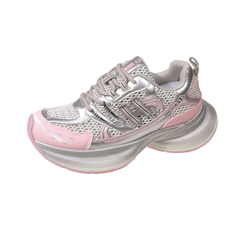 fashion Fashionable Thick-soled Sneakers for Women, Breathable Mesh Lace-up Thick-soled Summer Lightweight Sneakers for Women