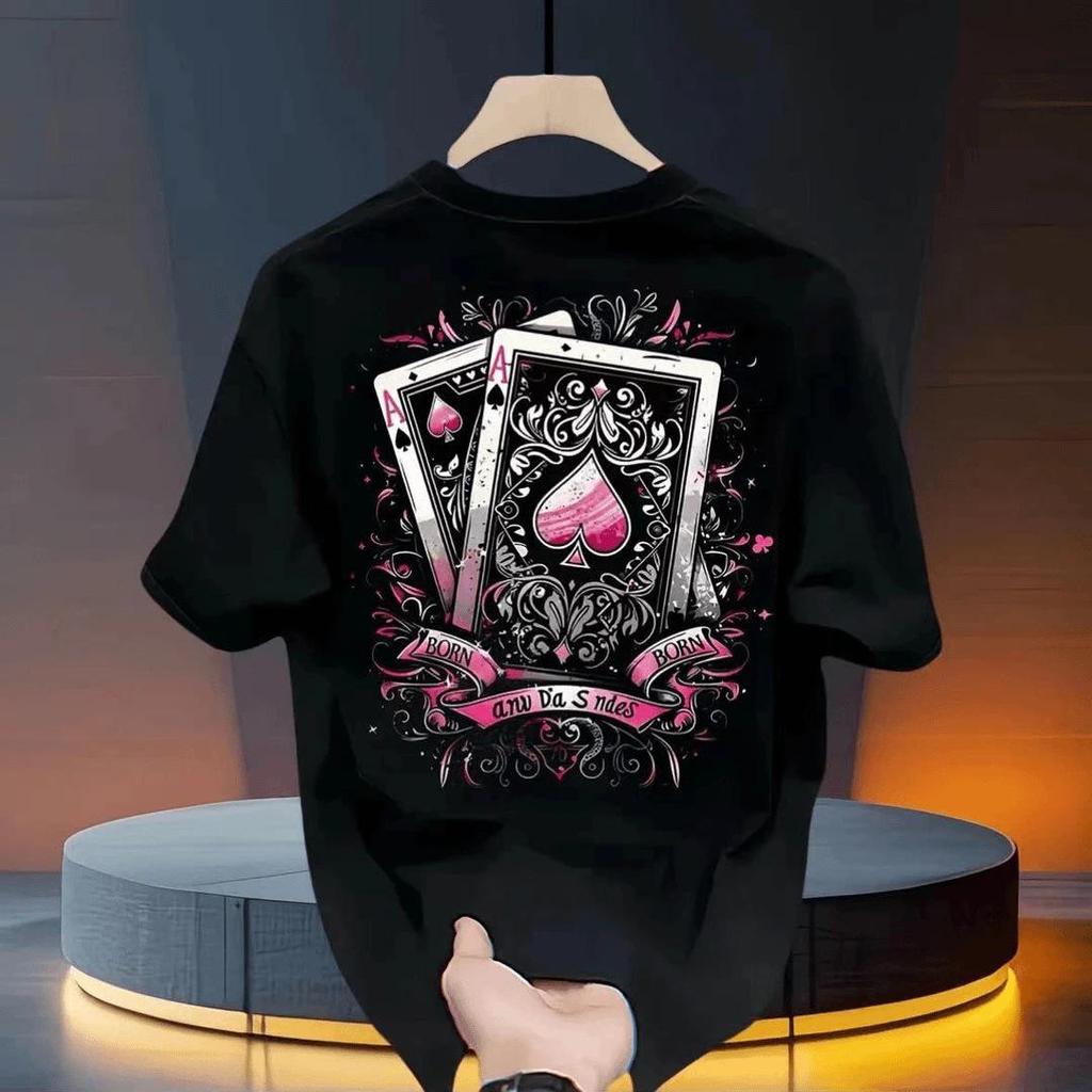 Trendy Unisex Round Neck Printed Cotton T-shirt - Summer Short Sleeve