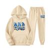 New European and American sweater sweatpants two-piece set loose casual hooded sweater set printed drawstring sweater