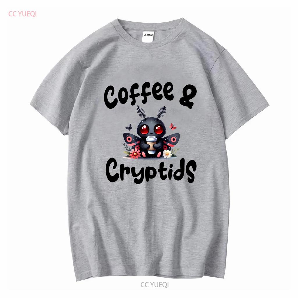 Coffee Cryptids T Shirt Lover Cryptid Mothman Creepy Kawaii Cute Bella Canvas 3001 Long or Short Sleeves Vintage Washed Fashion