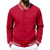 Men S Vintage Loose Fleece Stand Collar Baseball Jacket
