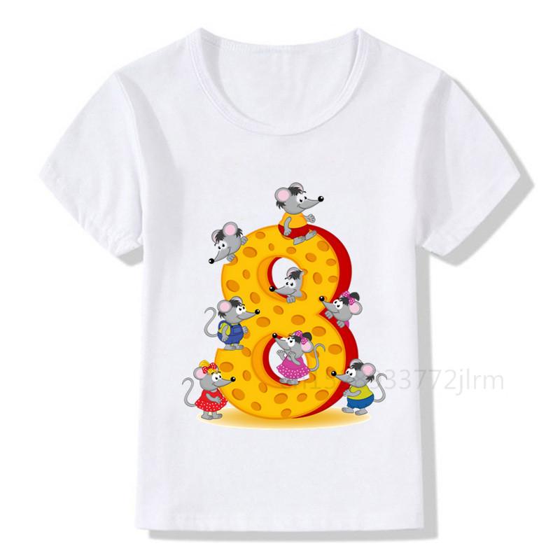 Kid Cute 1-9 Birthday Number Print T Shirt Children Birthday Boy Animal Lover T-shirt Boy&Girl Funny Gift Tshirt Present